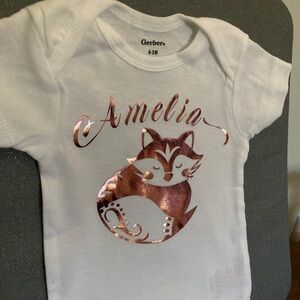 𝅺sale Customized Gerber One-piece Bodysuit with Fox